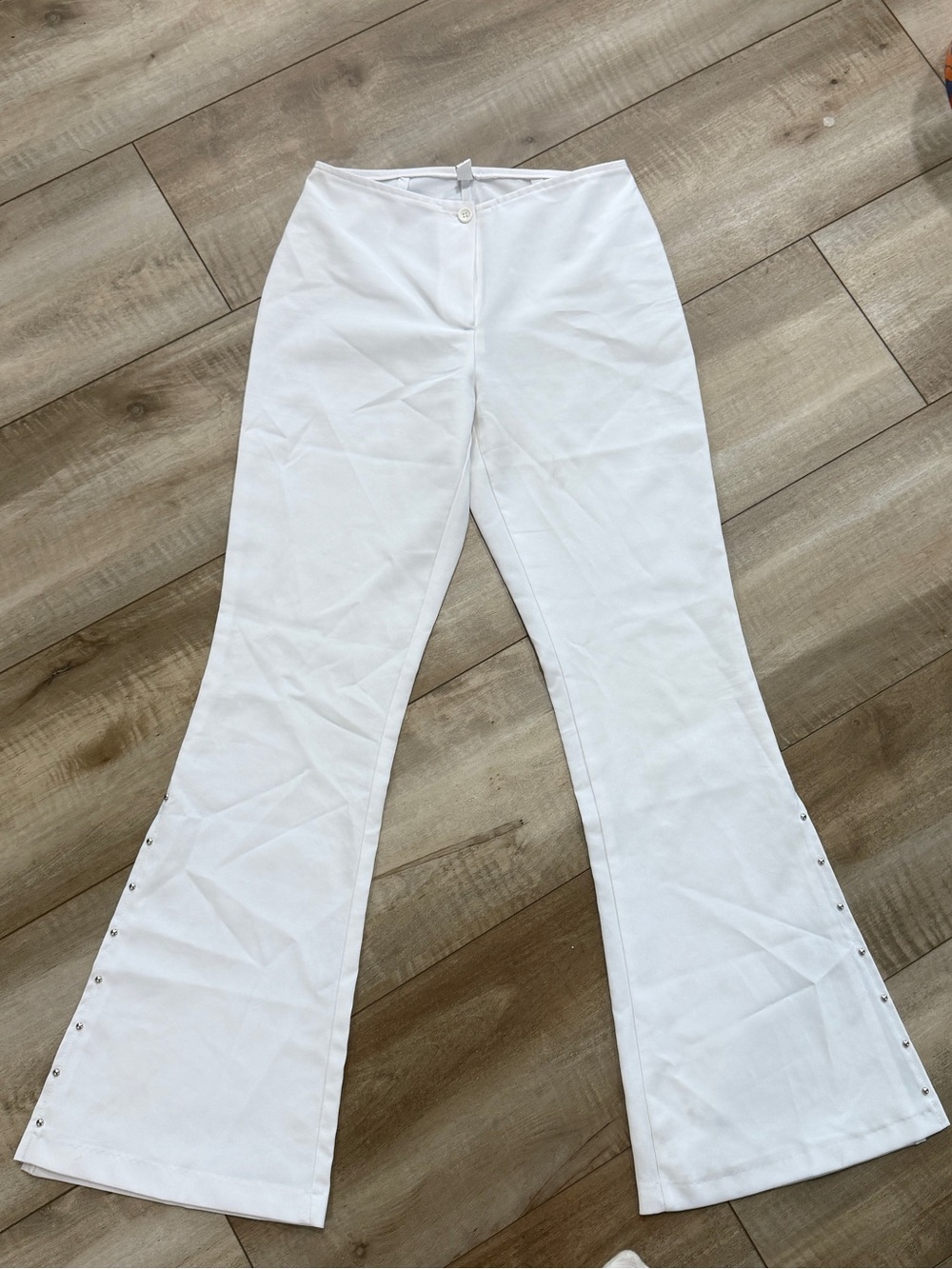 Vintage Y2K White Flared Pants Studded Flare Pants